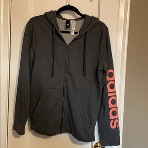Adidas Grey Zip-up with Pink writing